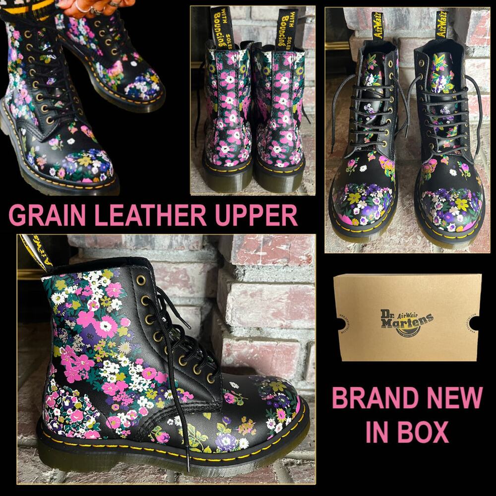 Dr. Martens 1460 Pascal Floral Vintage Leather Boots Sz 8US 39EU UK6 NIB